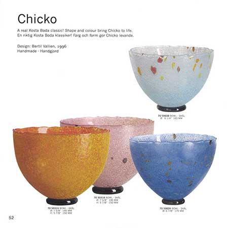 Bertil Vallien Kosta Boda Chicko A page from a Kosta Boda product catalogue
