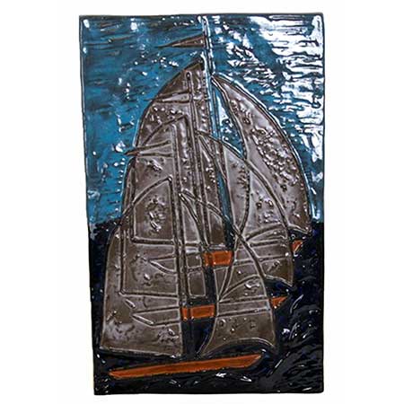 Ester Wallin Upsala-Ekeby wall plaques Boat (model 1047), 1971, height 37 cm