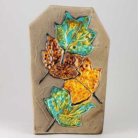 Ester Wallin Upsala-Ekeby wall plaques Leaf (model 0137), 1970, height 29 cm