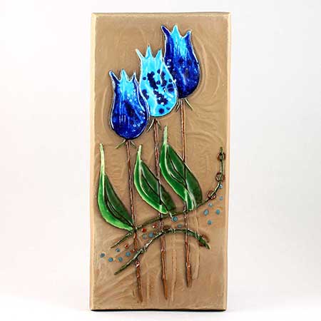 Ester Wallin Upsala-Ekeby wall plaques Tulips (model 1046), 1971, height 35 cm