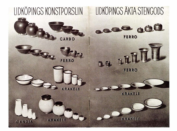 Gunnar Nylund Ferro A page from a Rörstrand product catalogue