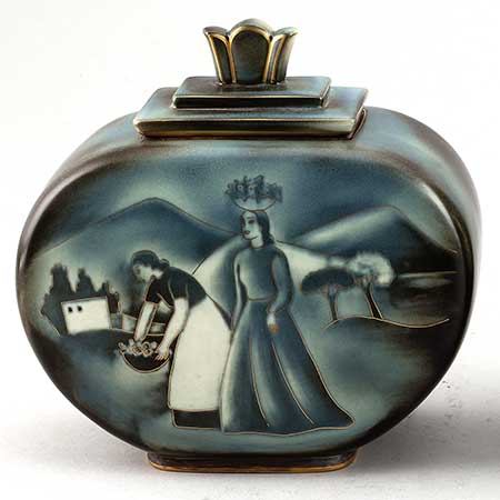 Gunnar Nylund Rörstrand Flambé Urn, height 20 cm