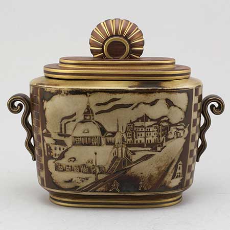 Gunnar Nylund Rörstrand Flambé Urn, height 23 cm