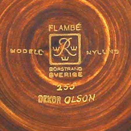 Gunnar Nylund Rörstrand Flambé lower side