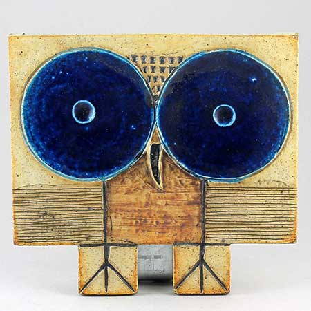 Inger Persson Rörstrand Owl wall plaque, width 21 cm