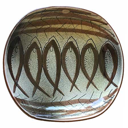 Ingrid Atterberg Upsala Ekeby Manet Bowl. Model 2116. Length 21,5 cm