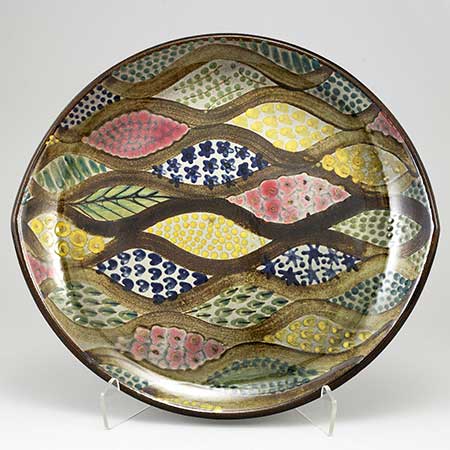 Ingrid Atterberg Upsala Ekeby Mimosa Fat. Modell 2092. Längd 35,5 cm