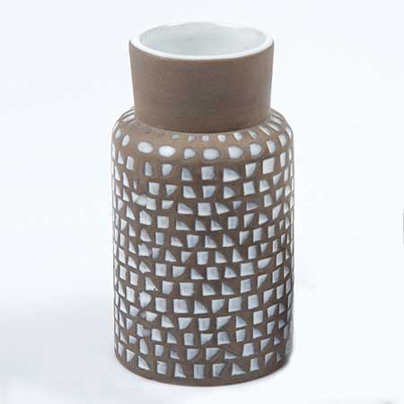 Ingrid Atterberg Upsala Ekeby Mosaik Vase. Model 43130-846. Height 14 cm