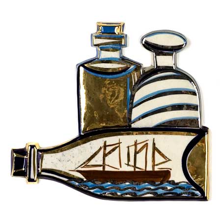 Margareta Hennix Gustavsberg Bottles wall plaque, width 23 cm