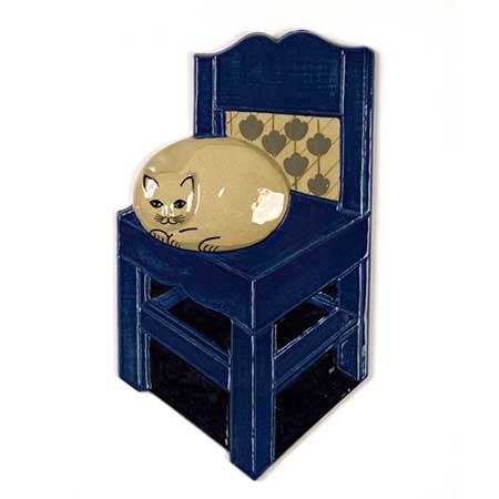 Margareta Hennix Gustavsberg Cat on chair wall plaque, height 45 cm