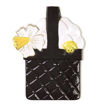 Margareta Hennix Gustavsberg Flower basket and chicken wall plaque, height 34 cm