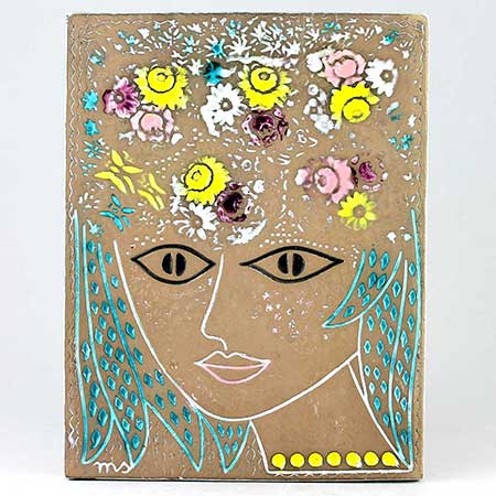 Mari Simmulson Upsala Ekeby Beata Wall plaque. Model 5051M. Height 19 cm