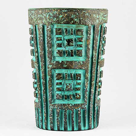 Mari Simmulson Upsala Ekeby Patina Vase. Model 7027M. Height 17 cm