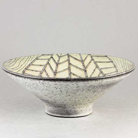 Mari Simmulson Upsala Ekeby Rhodos Bowl. Model 4334. Length 19 cm