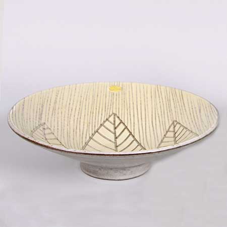 Mari Simmulson Upsala Ekeby Rhodos Bowl. Model 4335. Length 23 cm