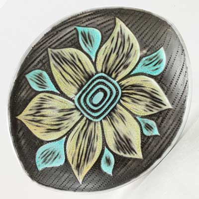 Mari Simmulson Upsala Ekeby Solblomma Dish. Model 4458. Length 31 cm