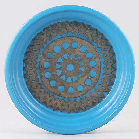 Mari Simmulson Upsala Ekeby Turkosa Bowl. Model 7018M. Length 16 cm