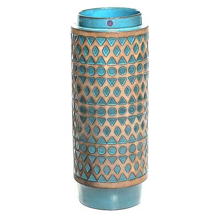 Mari Simmulson Upsala Ekeby Turkosa Vase. Model 8011M. Height 47 cm