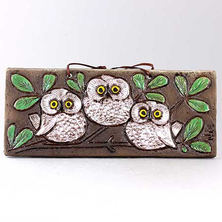 Ninnie Forsgren Bromma Keramik väggplatta Owls. Model 791, height 28 cm