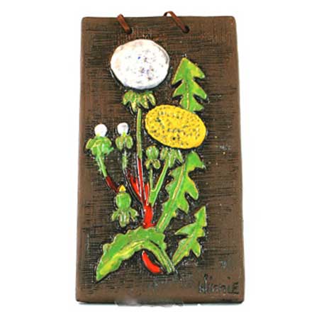 Ninnie Forsgren Bromma Keramik väggplatta Dandelion. Model 176, height 34 cm