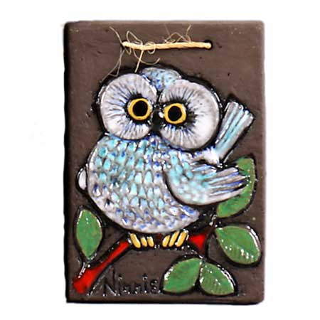 Ninnie Forsgren Bromma Keramik väggplatta Owl. Model 113, height 13 cm