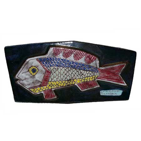 Taisto Kaasinen Upsala-Ekeby Wall Plaque Fisk (Fish), 1957, model 6019, length 45 cm