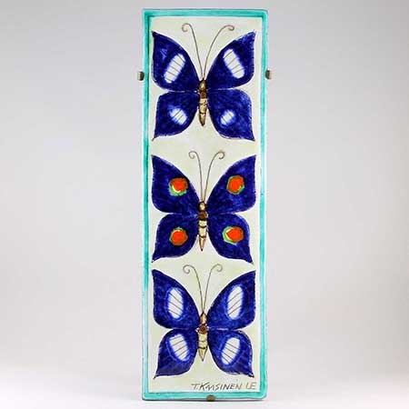 Taisto Kaasinen Upsala-Ekeby Wall Plaque Fjärilar (Butterflies), 1960, model 6063 A, height 46 cm