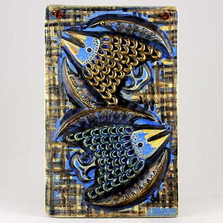 Ulla Winblad Alingsås Wall Plaque Fishes, model 279, height 29 cm
