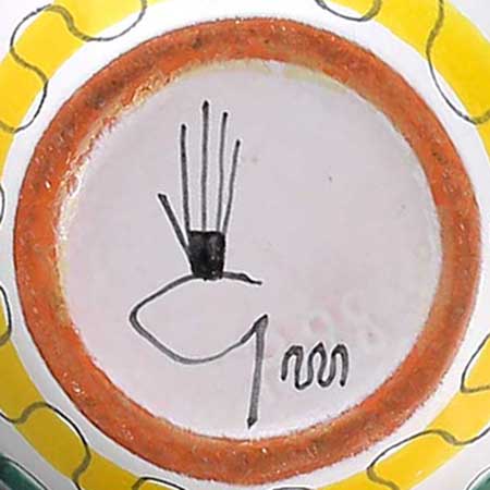 Wilhelm Kåge Gustavsberg The lower side of a faience object with the Gustavsberg Studio hand and painter’s mark