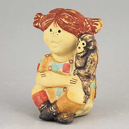 Lisa Larson Pippi Långstrump och Herr Nilsson, höjd 9 cm