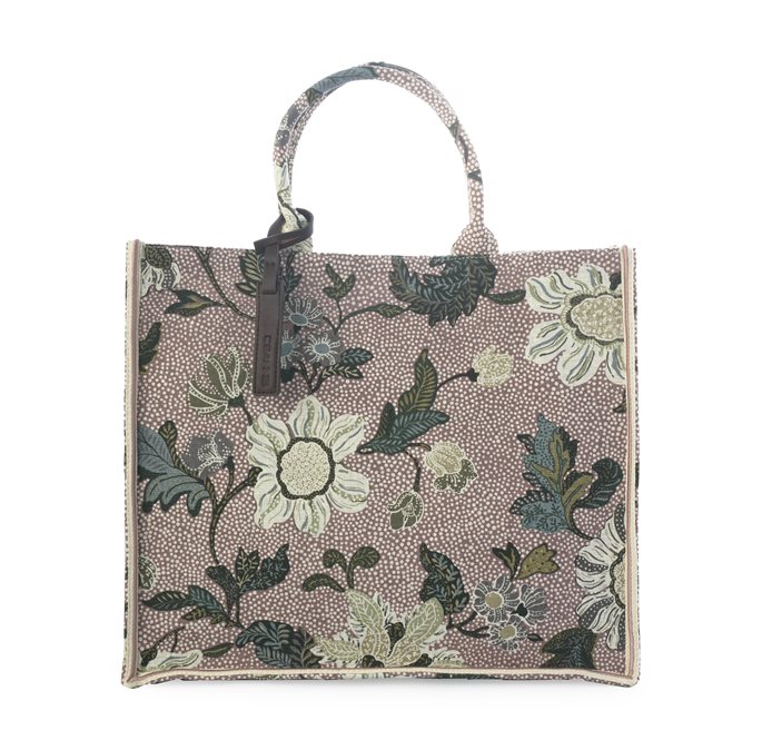 SHOPPER DUSTY PINK FLOWER LINEN  SHOPPING VÄSKA