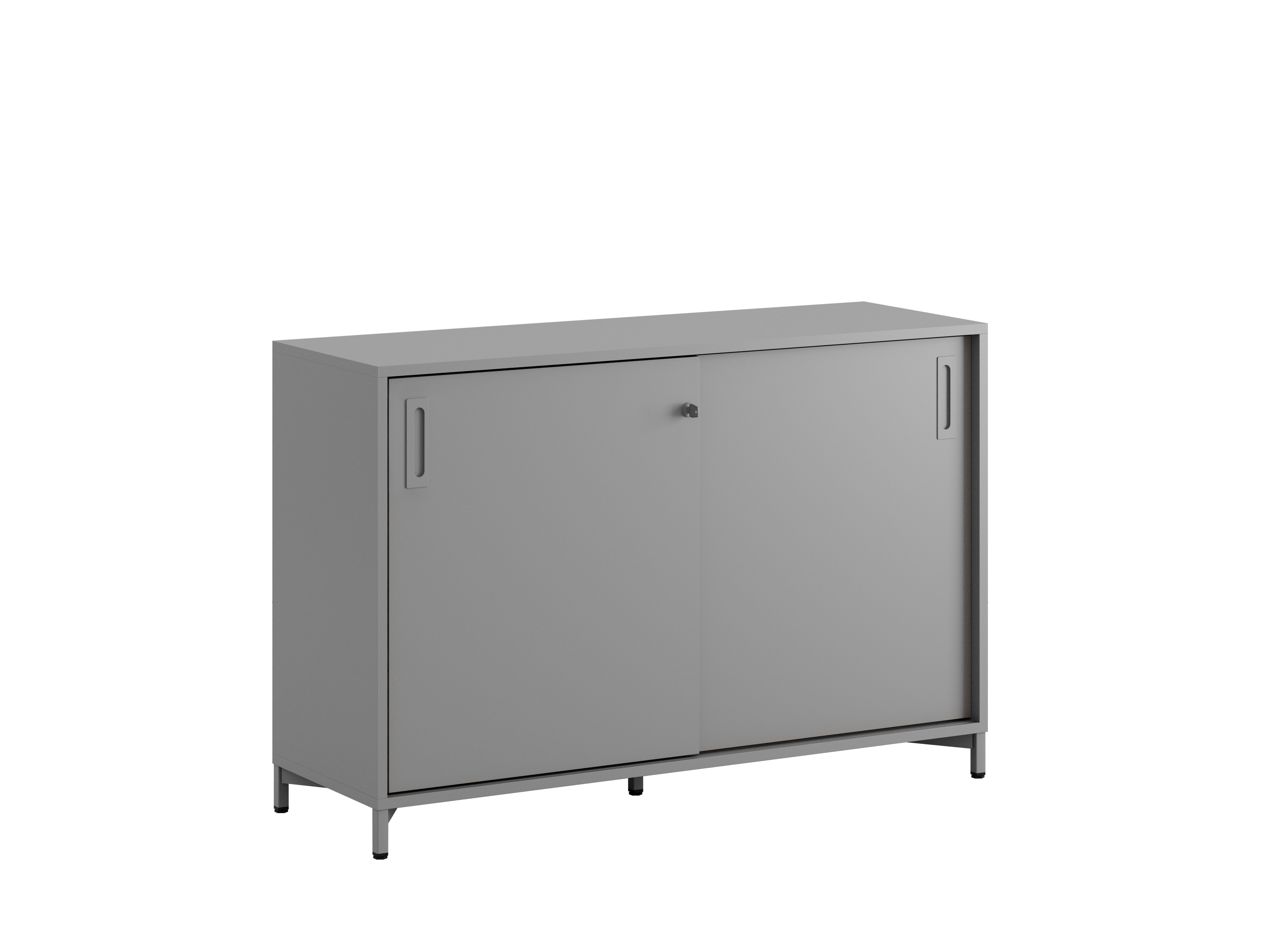 Småland Skjutdörrskåp grå med metallfötter – Bredd 120 cm x Höjd 80 cm, Vit, grå eller ek. Från: