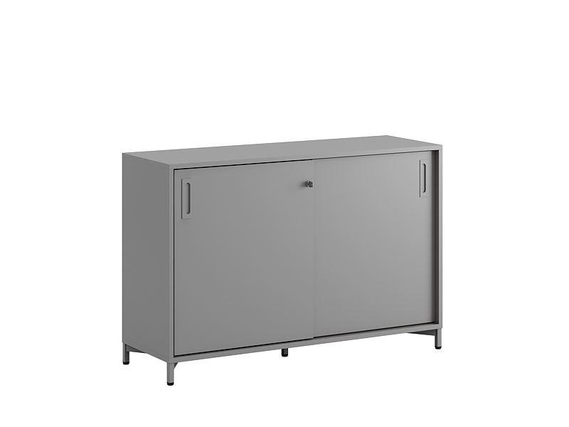 Småland Skjutdörrskåp grå med metallfötter – Bredd 120 cm x Höjd 80 cm, Vit, grå eller ek. Från: