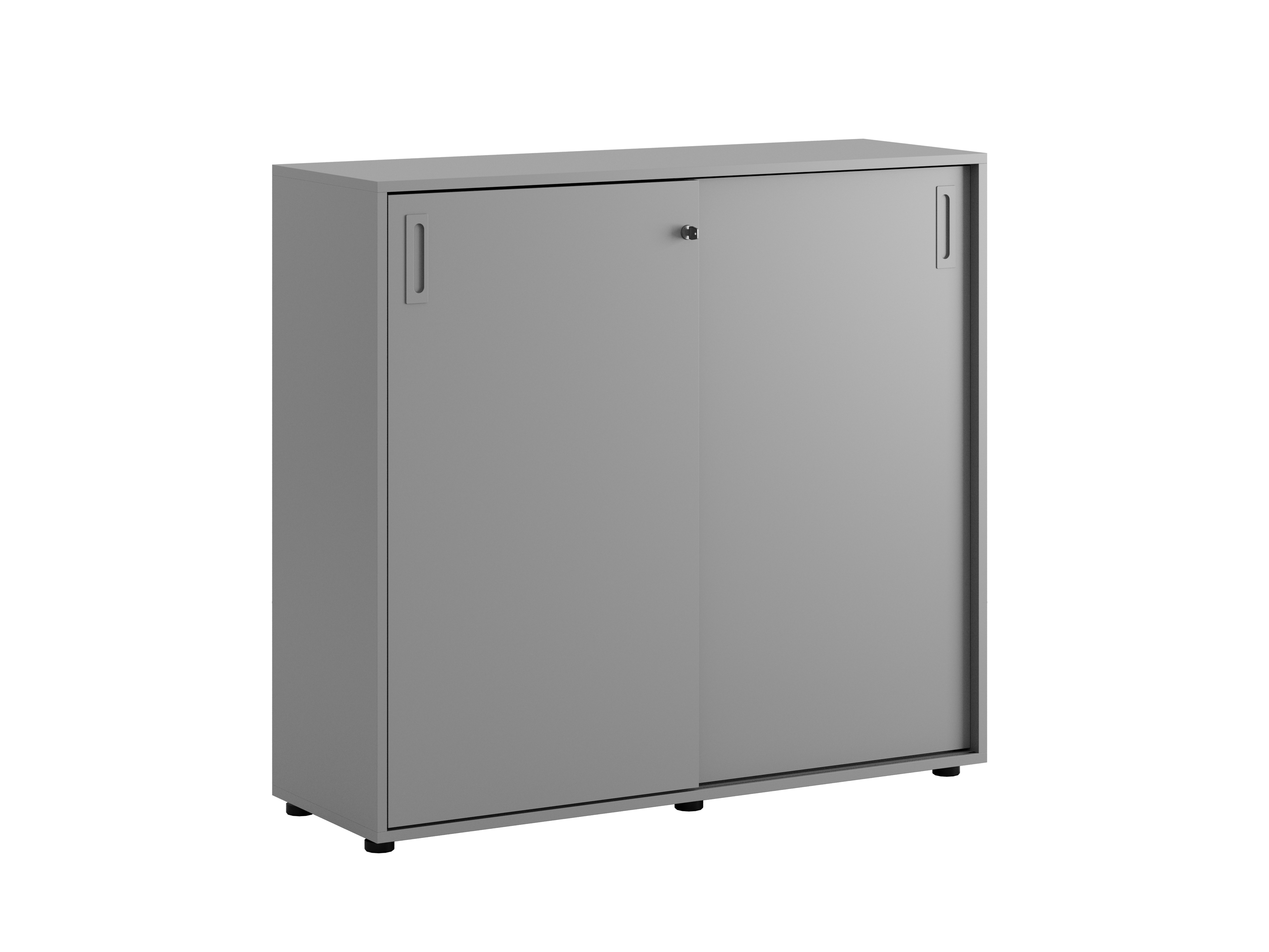 Småland Skjutdörrskåp grå med plastfötter – Bredd 120 cm x Höjd 109 cm, Vit, grå eller ek. Från: