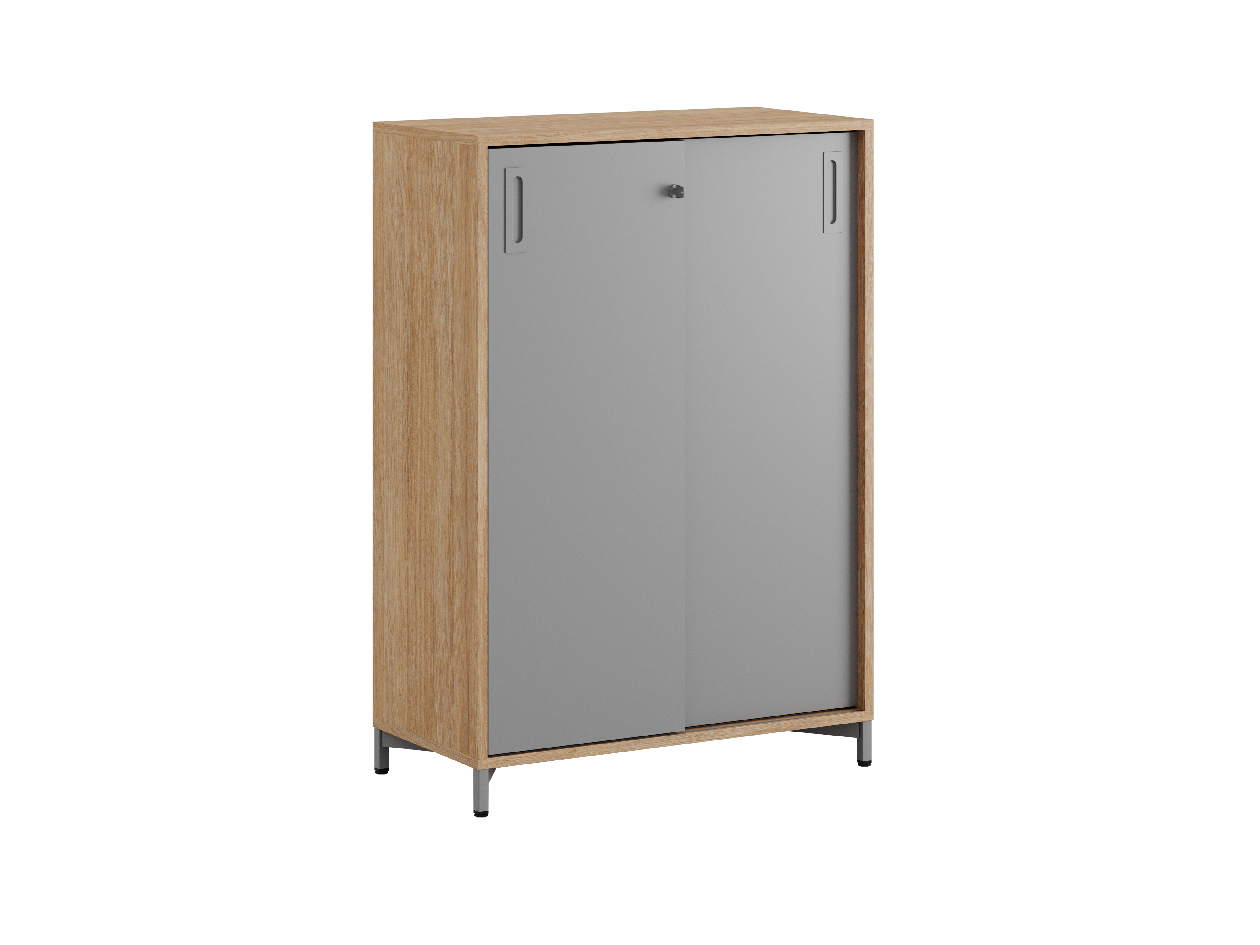 Småland Skjutdörrskåp ek med metallfötter – Bredd 80 cm x Höjd 115,5 cm, Vit, grå eller ek. Från:
