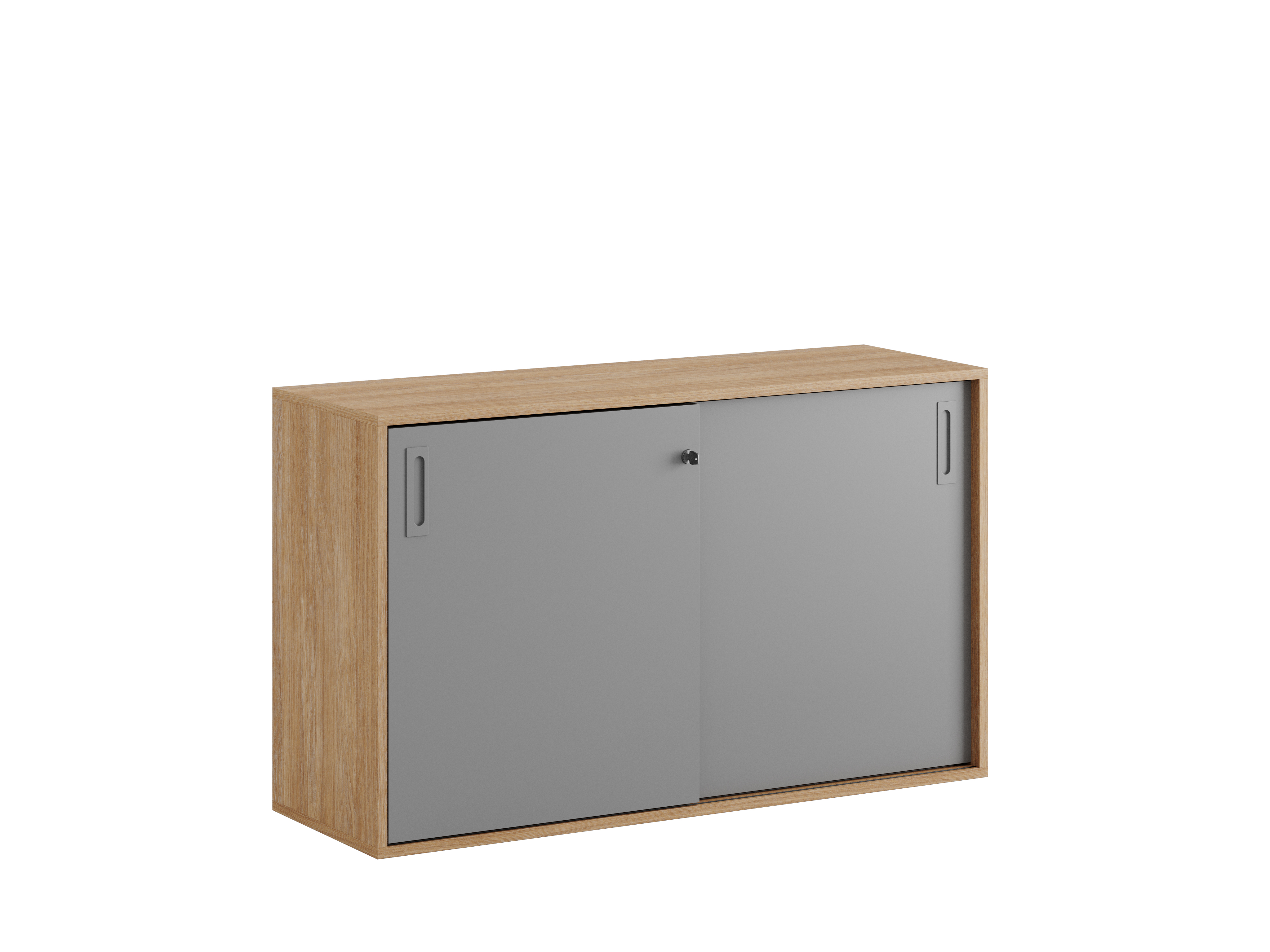 Småland Skjutdörrskåp ek – Bredd 120 cm x Höjd 72 cm, Vit, grå eller ek. Från: