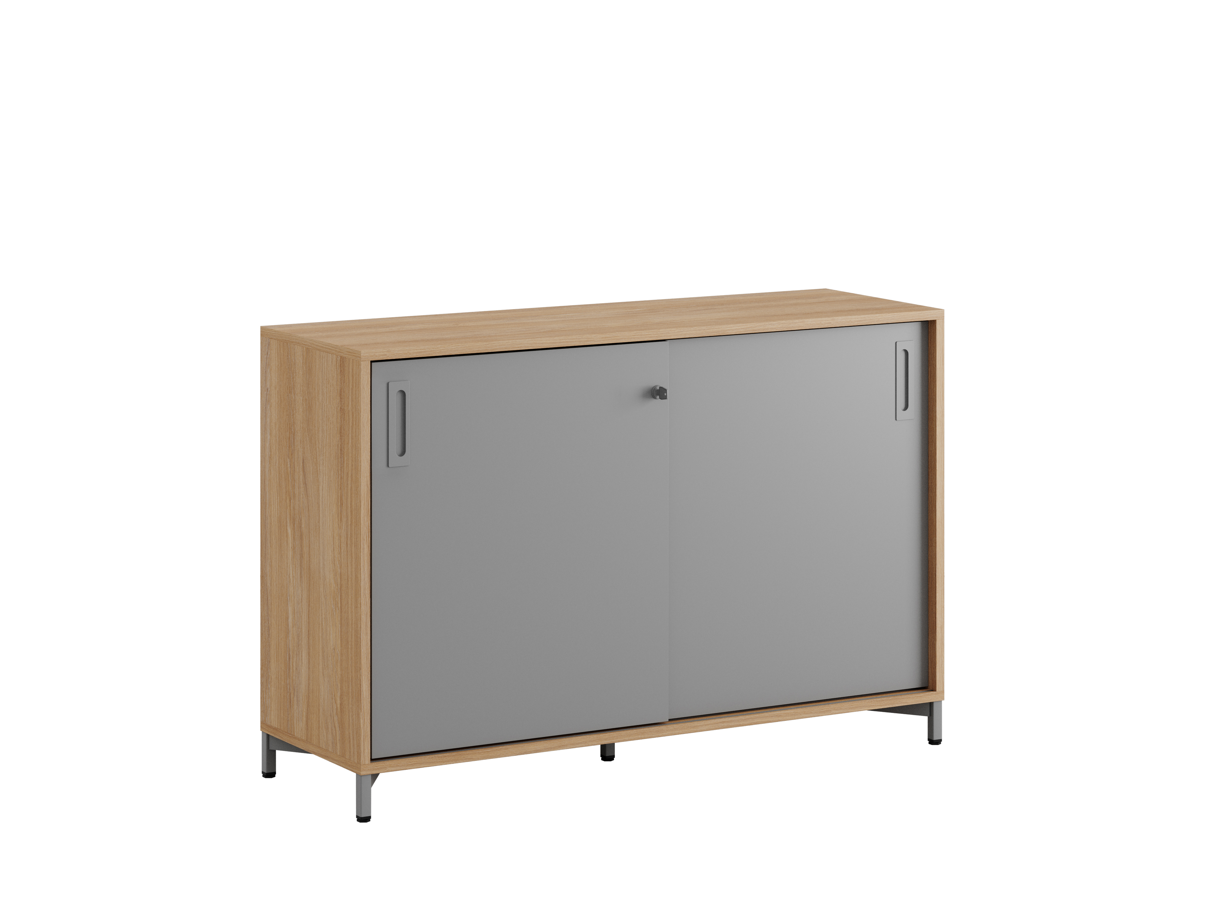 Småland Skjutdörrskåp ek med metallfötter – Bredd 120 cm x Höjd 80 cm, Vit, grå eller ek. Från:
