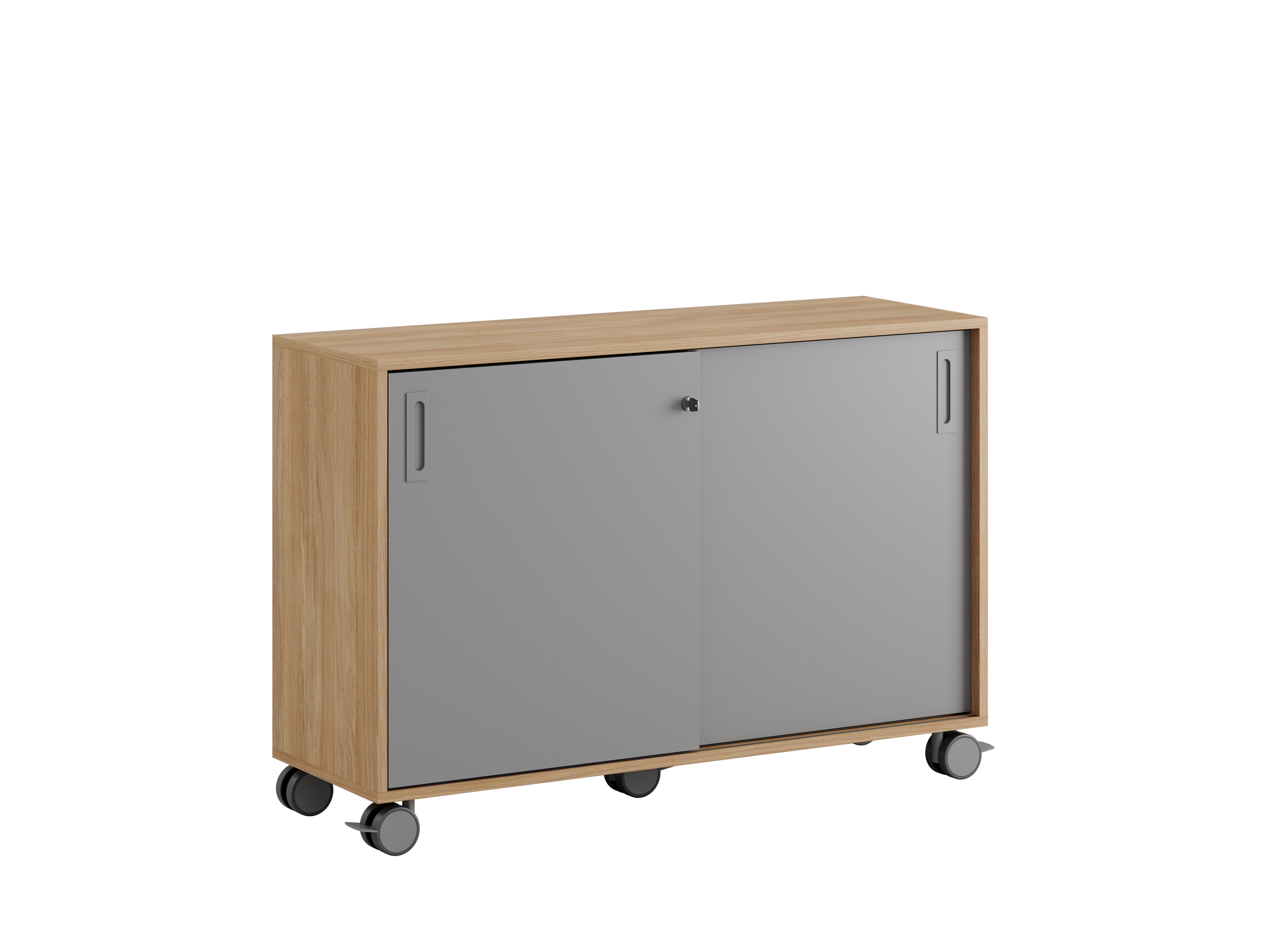 Småland Skjutdörrskåp ek med hjul – 120×81 cm
