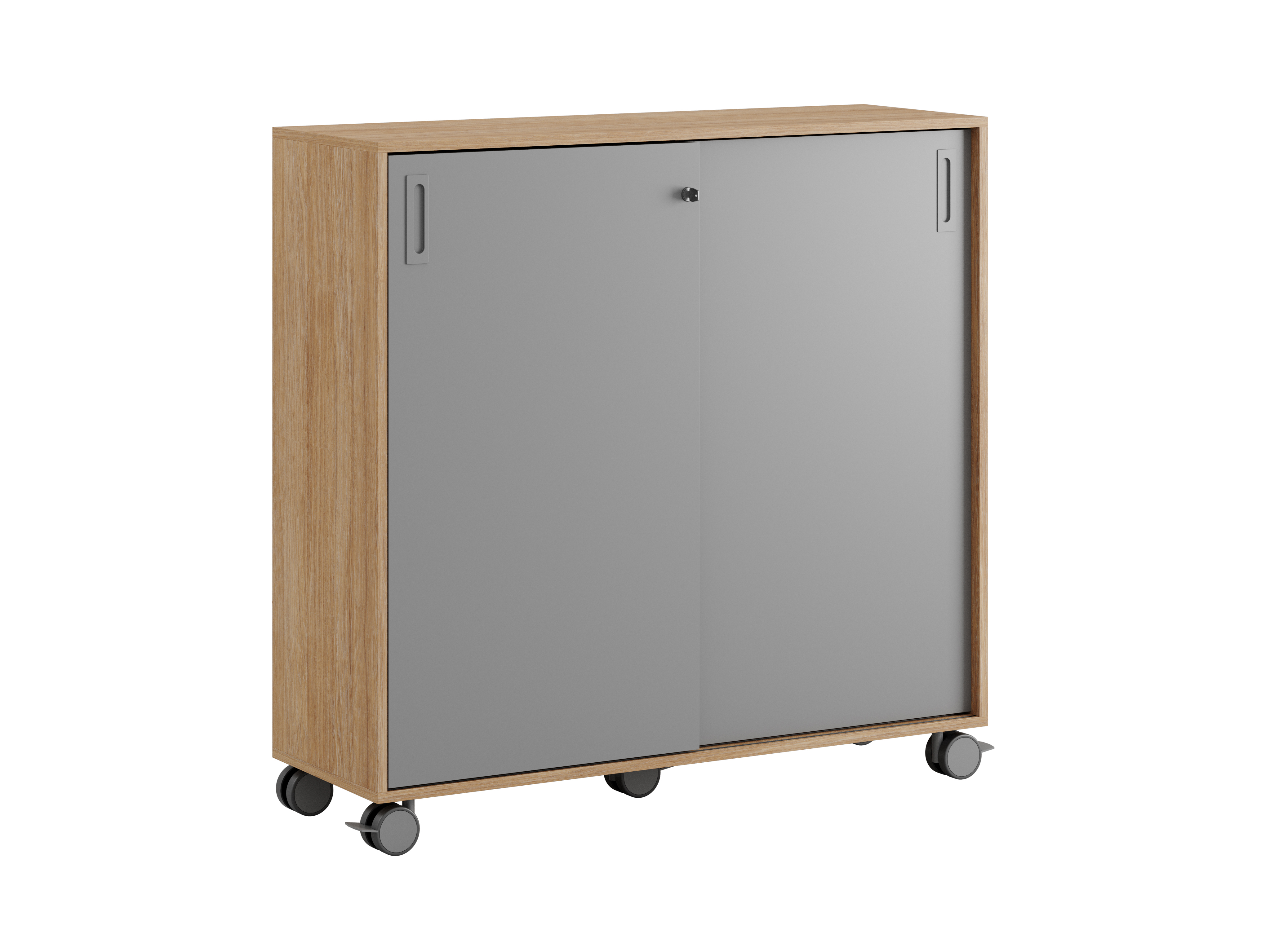 Småland Skjutdörrskåp ek med hjul – 120×116 cm