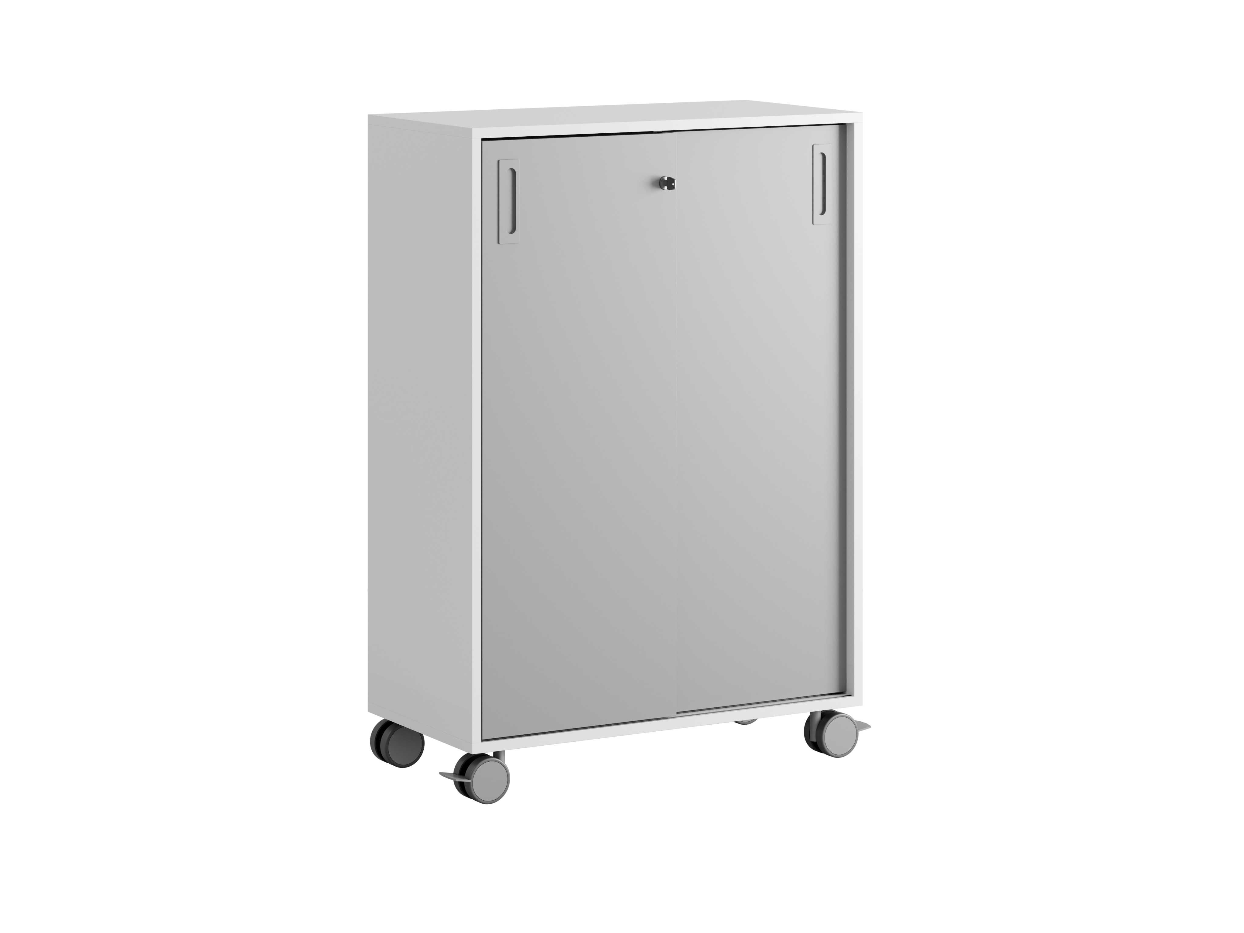 Småland Skjutdörrskåp vit med hjul – 120×81 cm