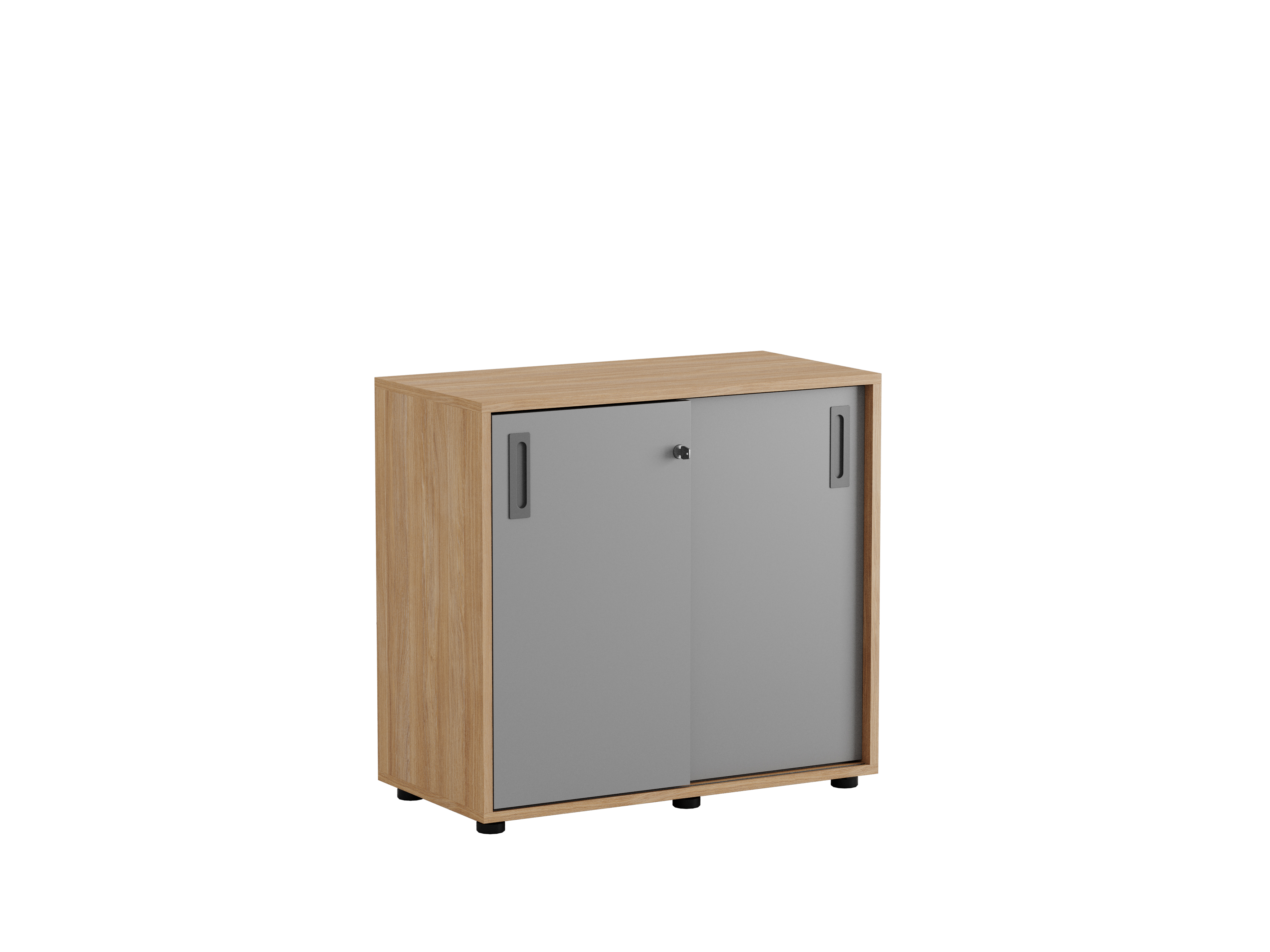 Småland Skjutdörrskåp med plastfötter ek – Bredd 80 cm x Höjd 73,5 cm. Dörrar Vit, grå eller ek.