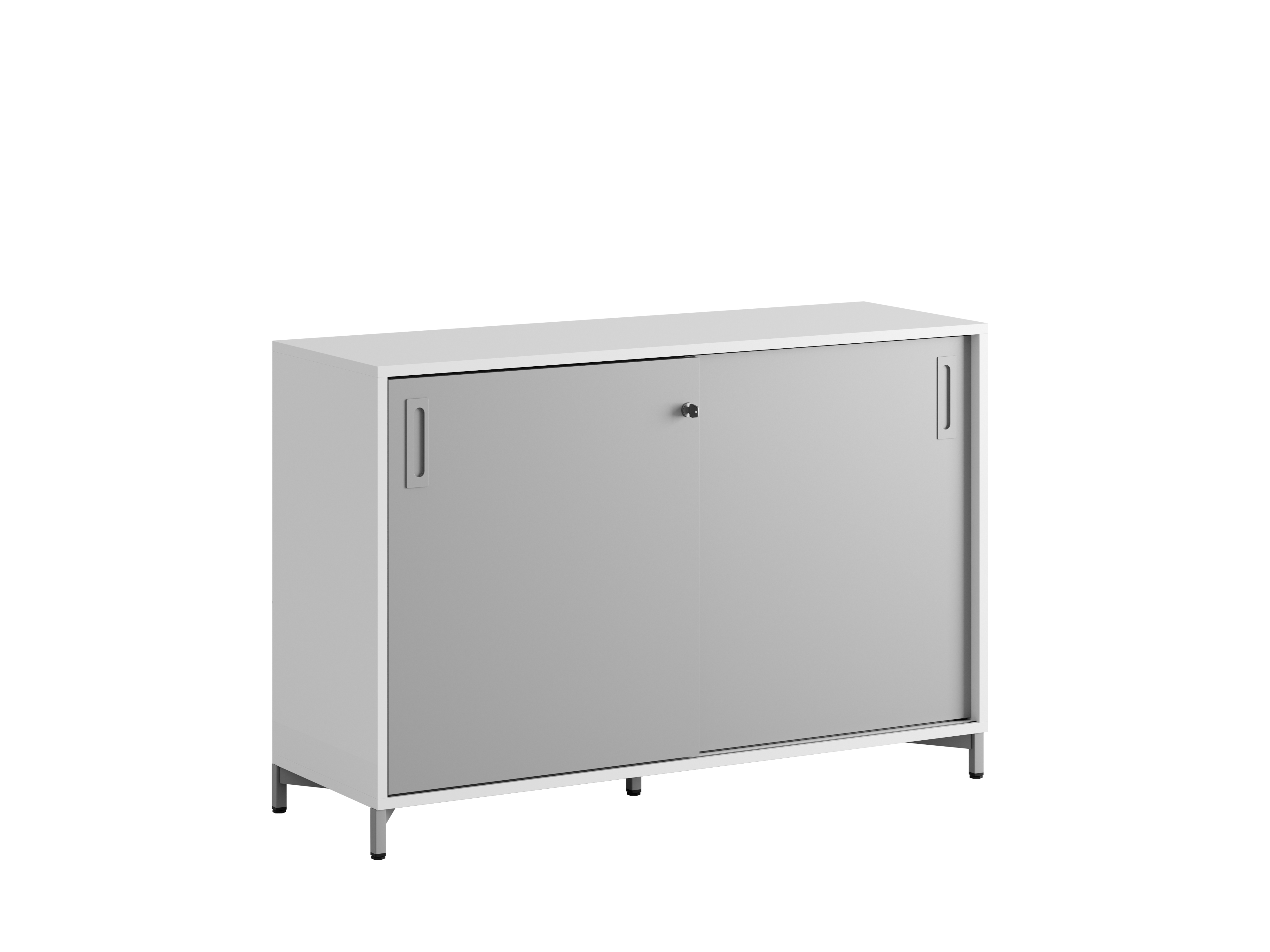 Småland Skjutdörrsskåp med metallfötter – Bredd 120 cm x Höjd 80 cm, Vit, grå eller ek. Från: