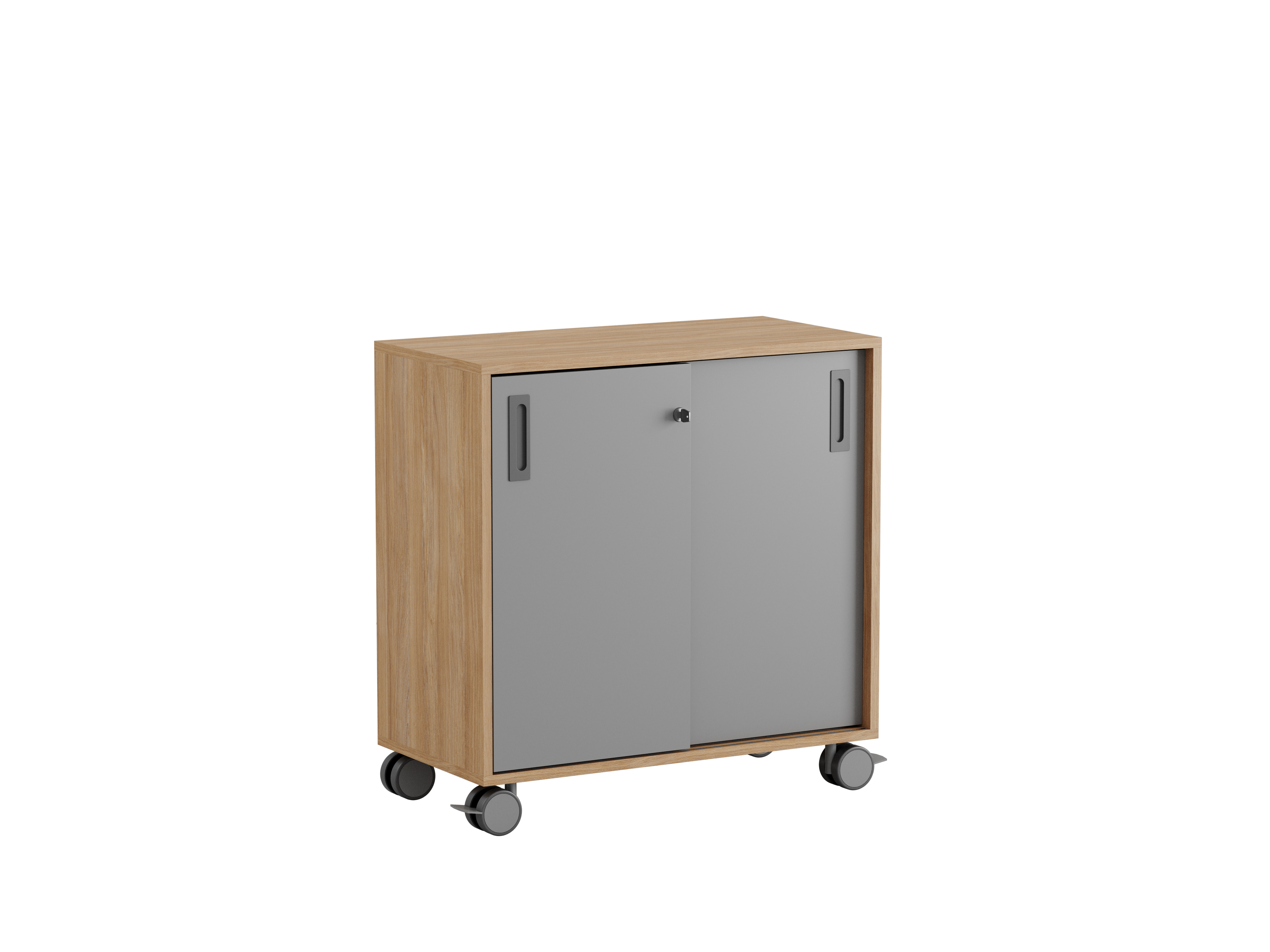 Småland Skjutdörrskåp ek med hjul – 80 cm x 81 cm