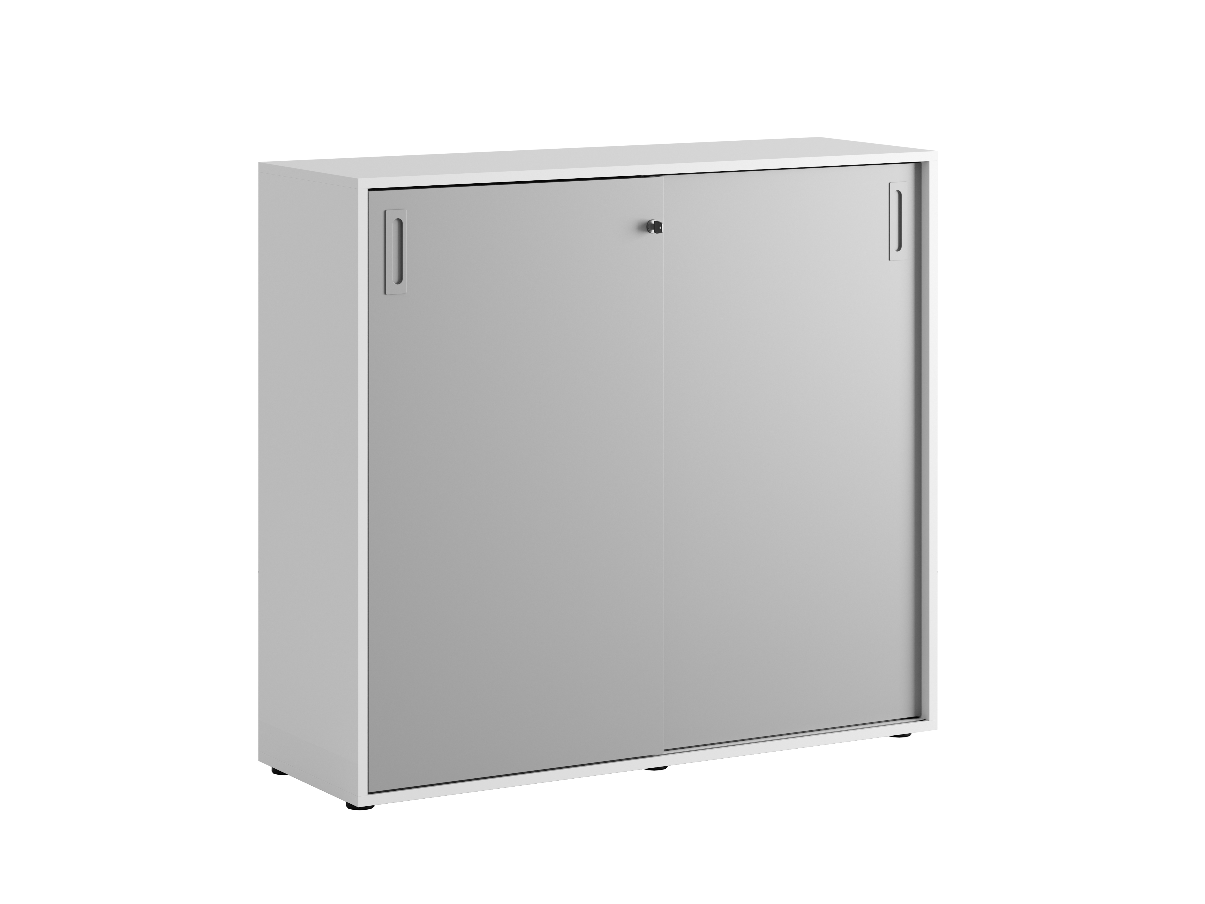 Småland Skjutdörrskåp ek med plastfötter – Bredd 120 cm x Höjd 109 cm, Vit, grå eller ek. Från: