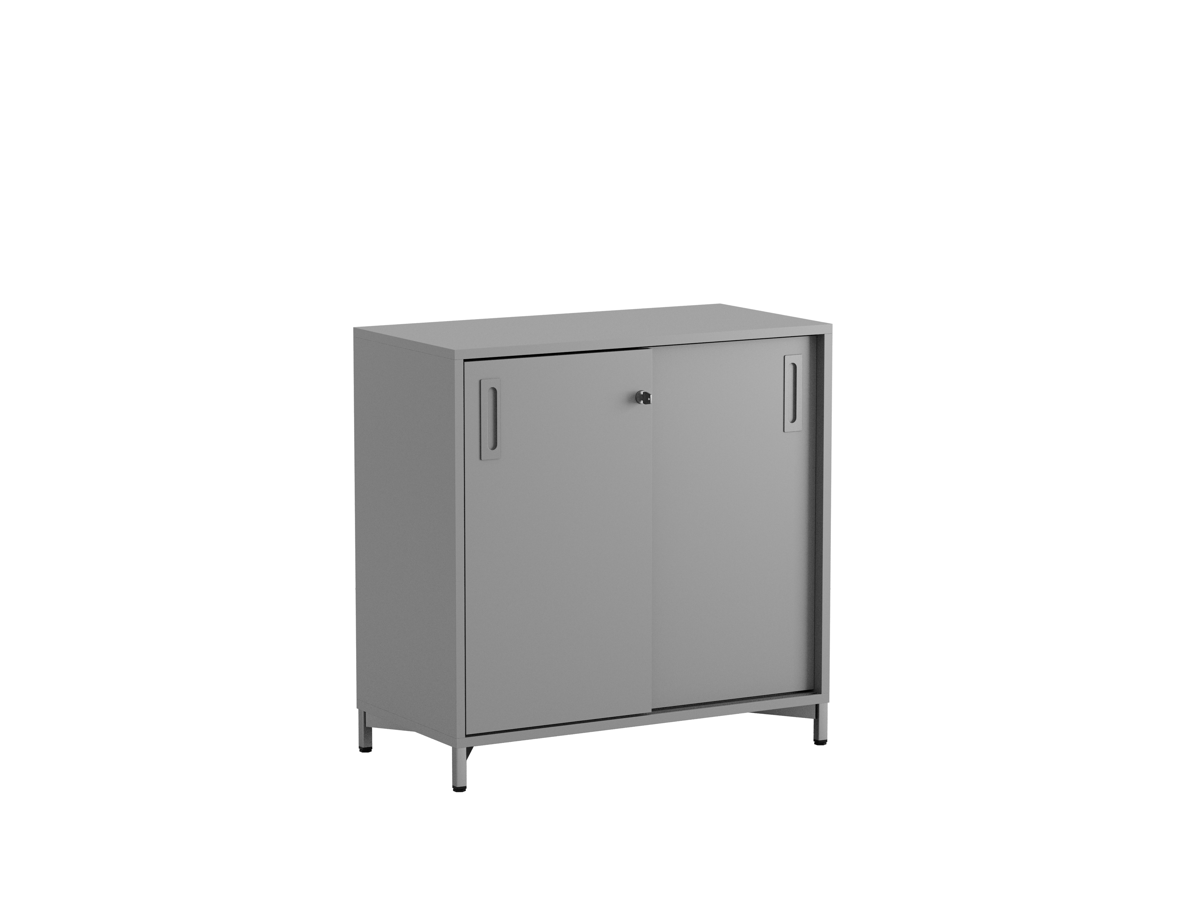 Småland Skjutdörrskåp grå med metallfötter – Bredd 80 cm x Höjd 73,5 cm – Dörrar Vit, grå eller ek.