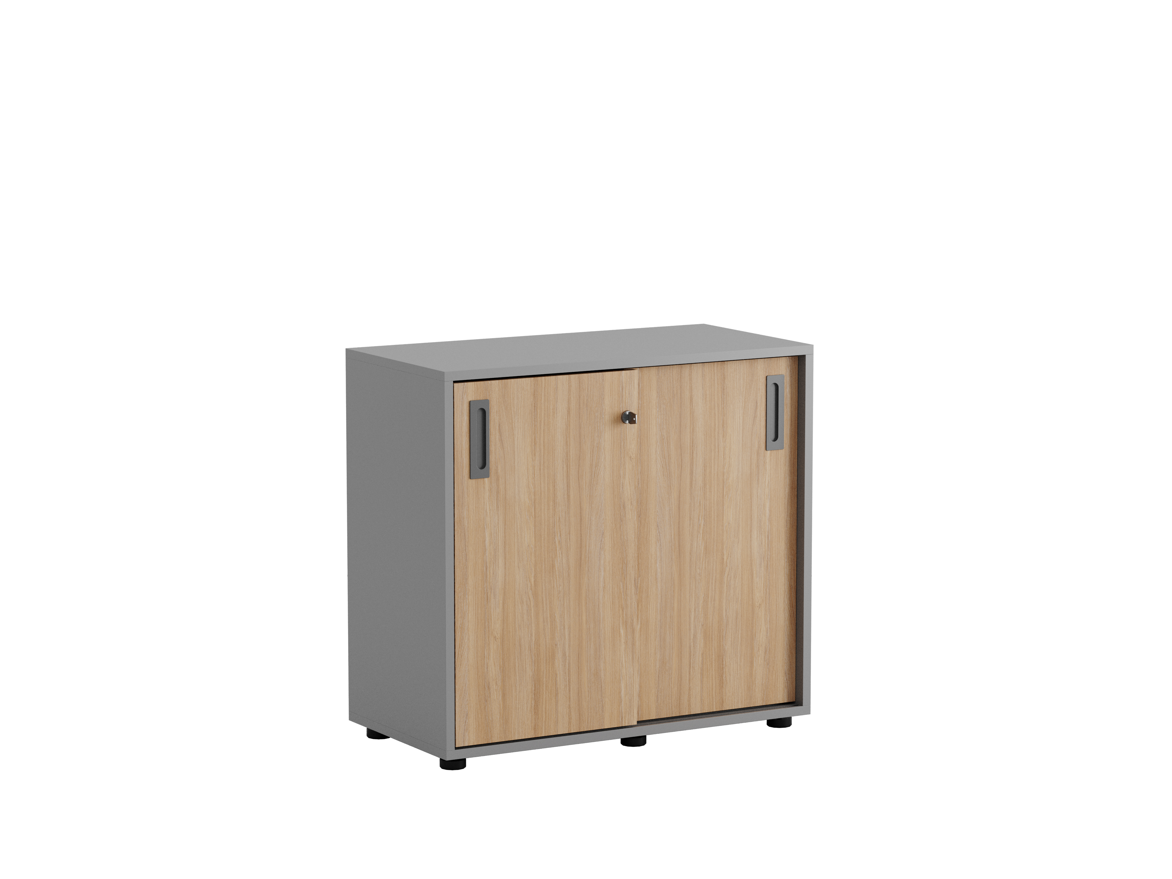 Småland Skjutdörrskåp grå med plast fötter – 80 cm x 73,5 cm