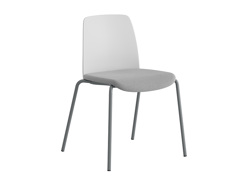 Choice – Stol med tygsits, plastrygg och silver stativ