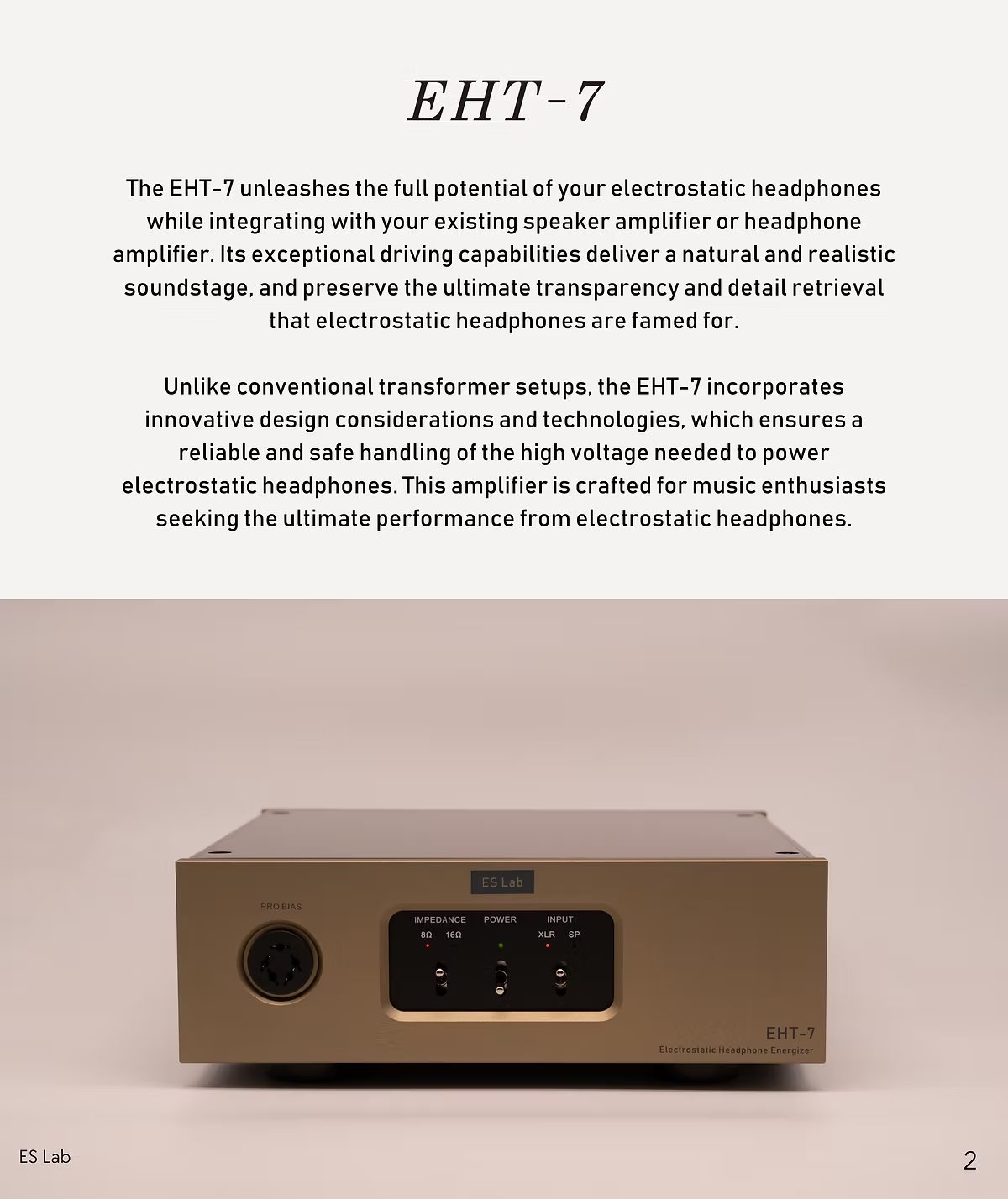 ES Lab EHT‑7 Electrostatic Headphone Energizer