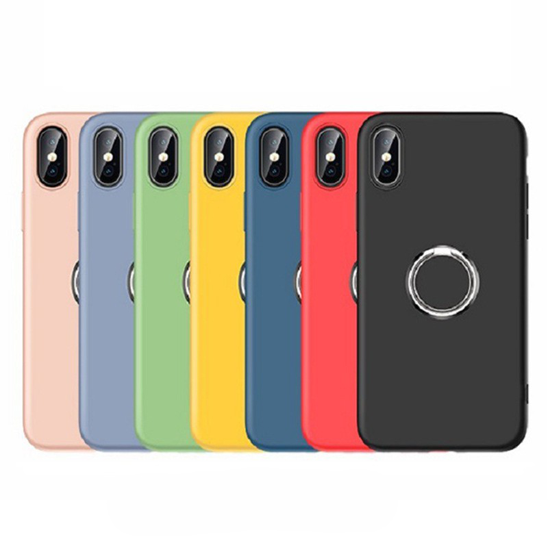 iPhone XS MAX silikon mikrofiber skal med ringhållare Ljuslila